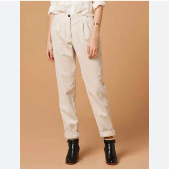 NWT Sessùn Rocco Corduroy Trouser Pants in Fleur De Sel Size 38 - fits like US 4 - Picture 2 of 14